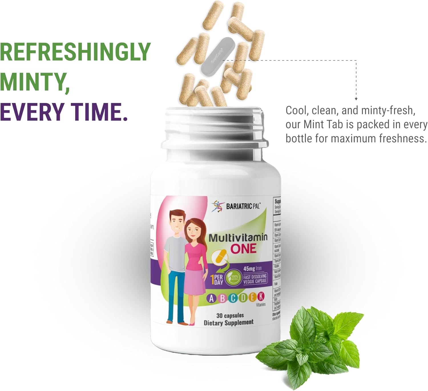 BariatricPal Multivitamin ONE: One-a-Day Capsule with 45mg Iron (30 Count)