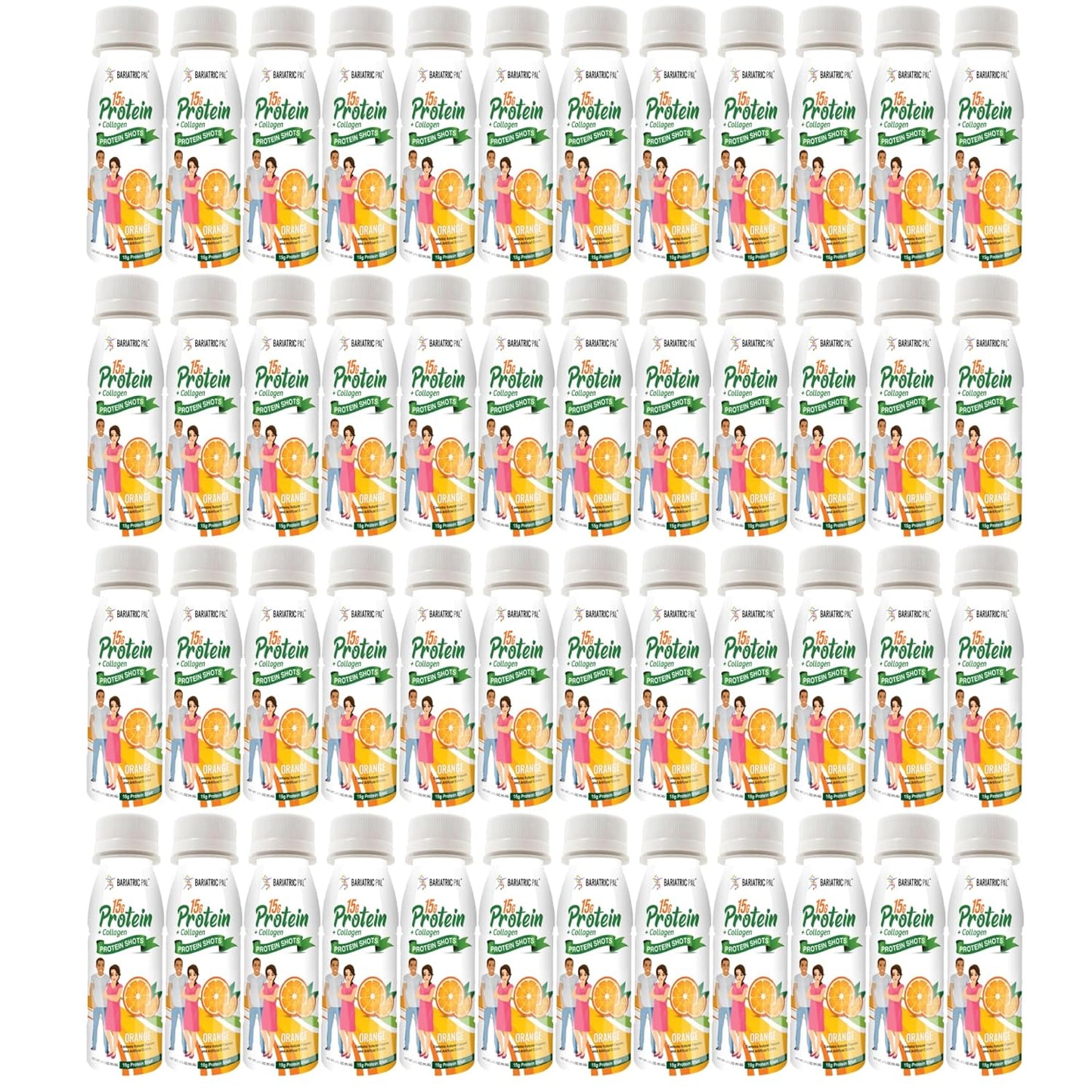 BariatricPal Orange Whey Protein & Collagen Shots - 15g Protein - Ready-to-Drink - Pack of 48