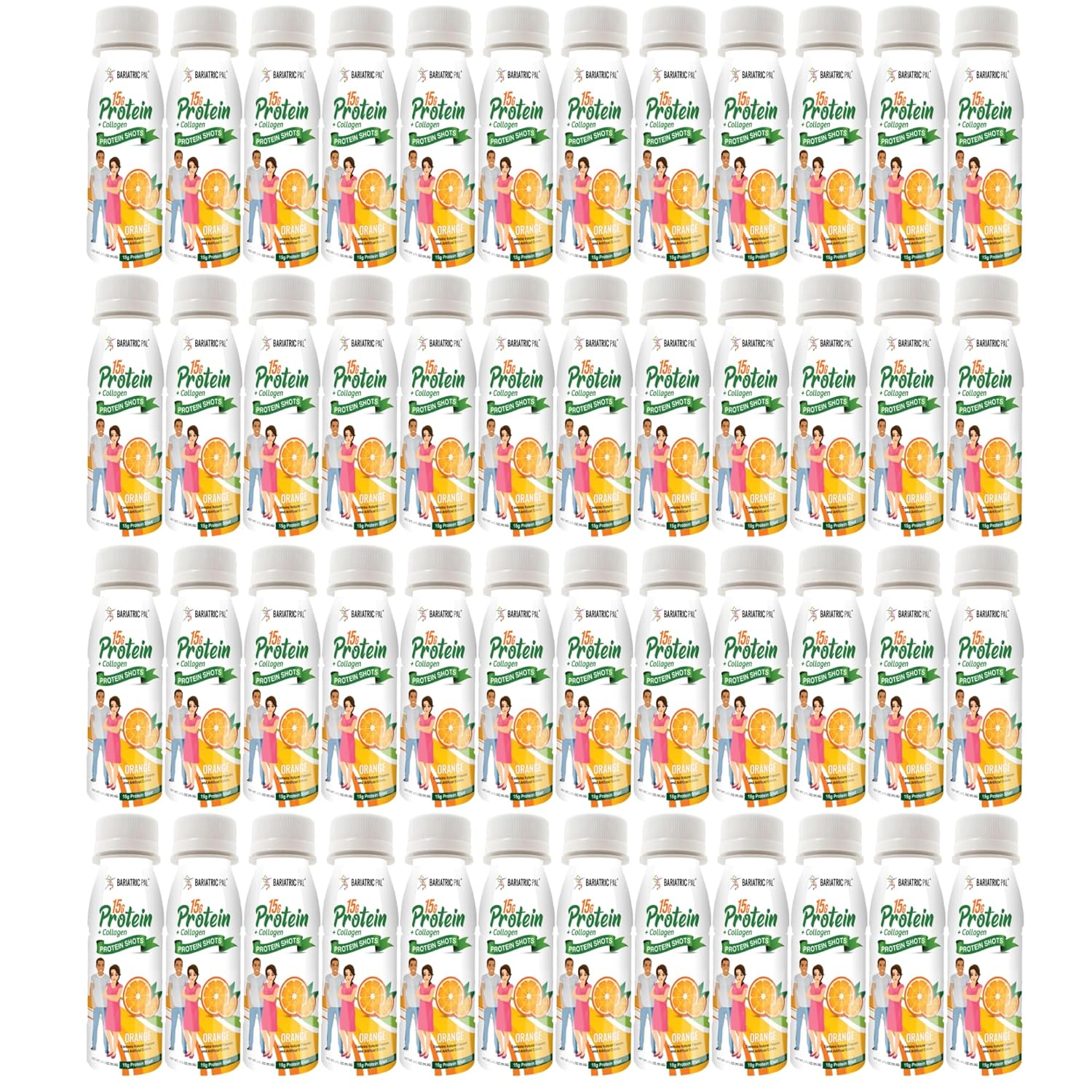 BariatricPal Orange Whey Protein & Collagen Shots - 15g Protein - Ready-to-Drink - Pack of 48