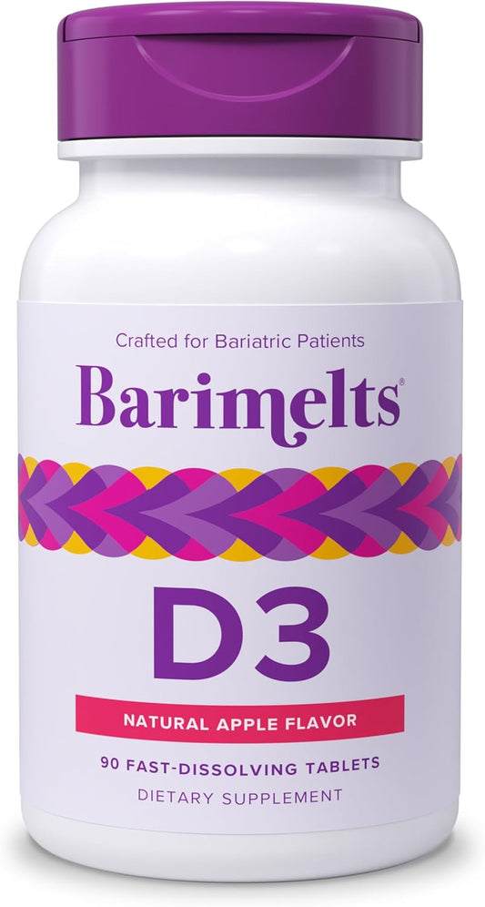 BariMelts Vitamin D3 5000 IU - 90 Fast-Dissolving Tablets (3-Month Supply) - Natural Apple Flavor Bariatric Vitamins for Women