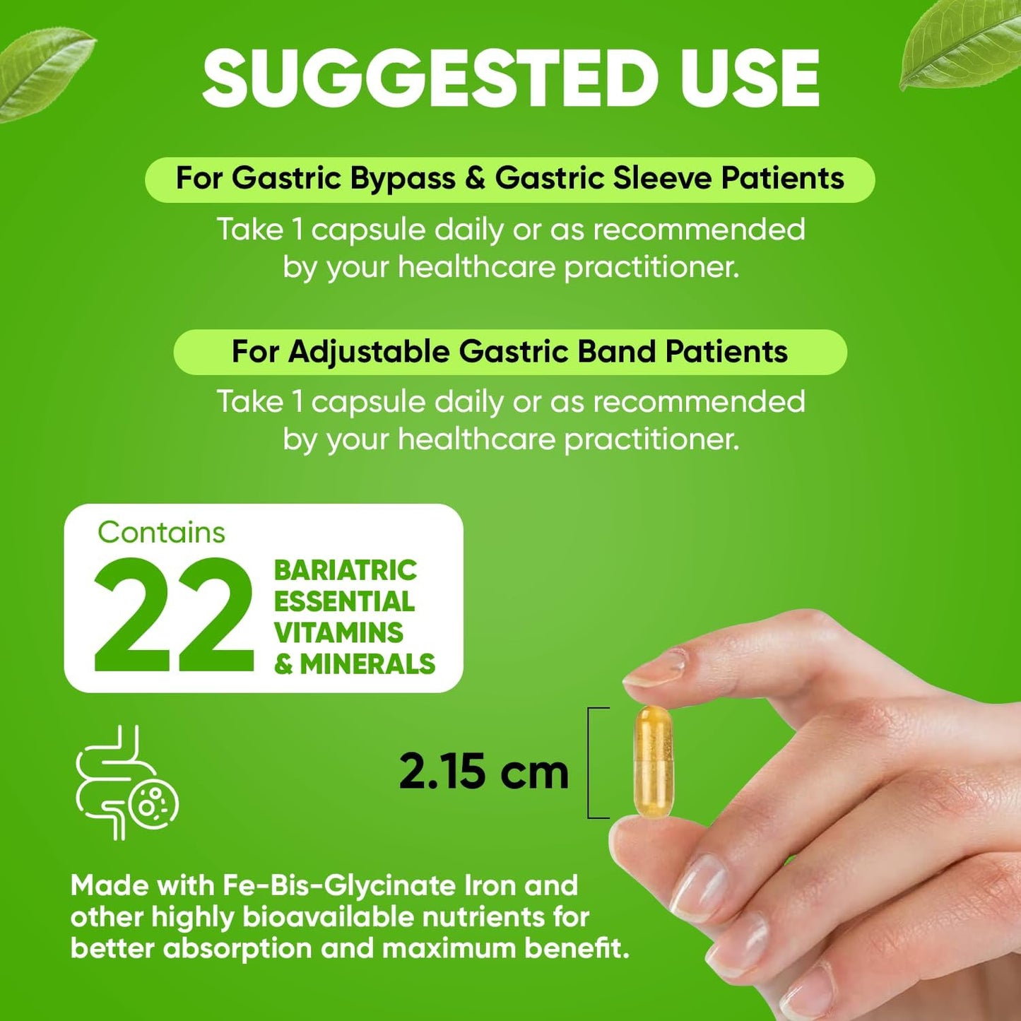 BariSlim Advanced Once Daily Bariatric Multivitamin Capsule with Iron - Post Surgery Vitamin for Gastric Bypass & Sleeve - 90 Day Supply - BoostGo Australia