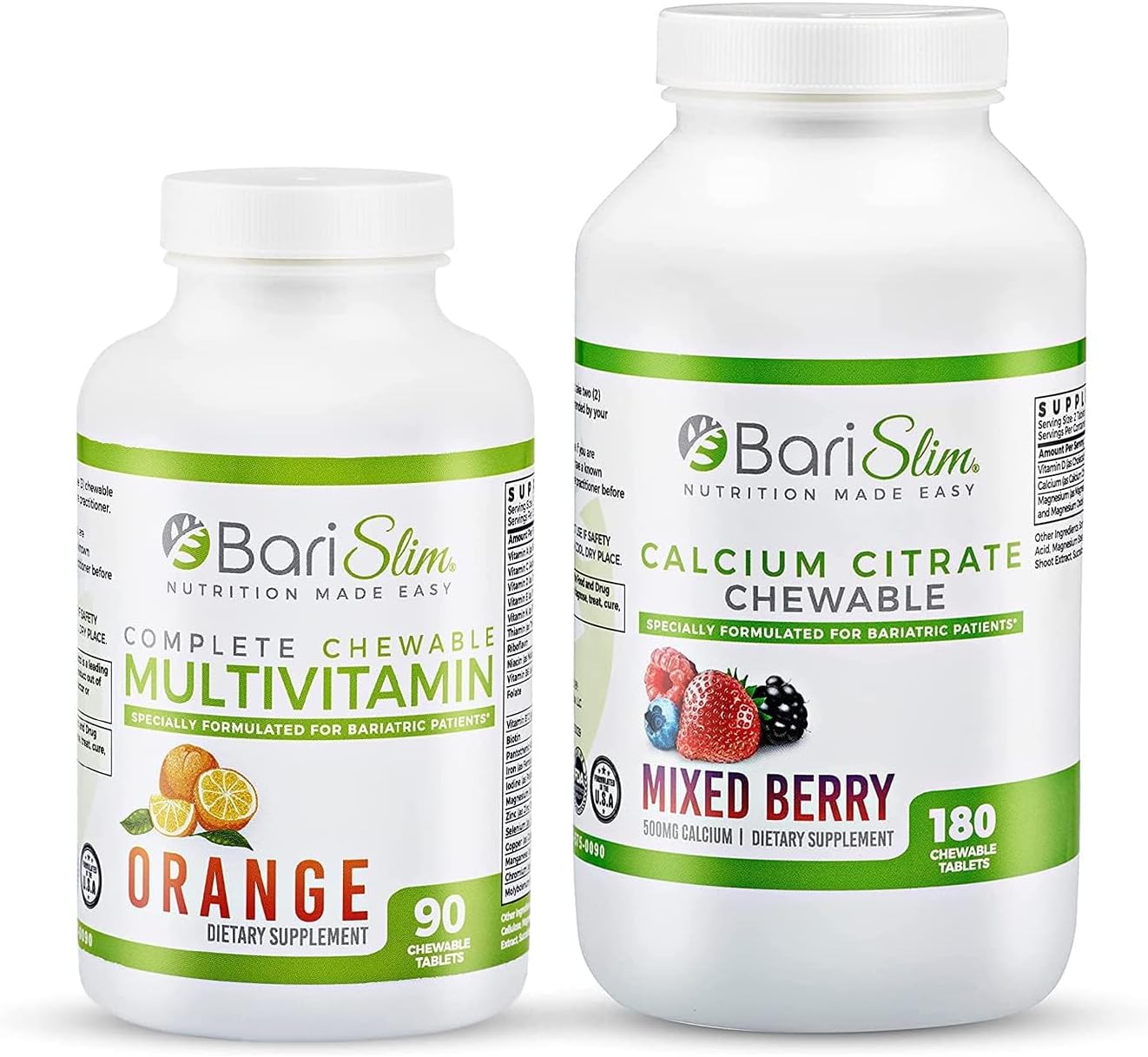 BariSlim Bariatric Calcium Citrate & Chewable Multivitamin - Post Surgery Supplement for Gastric Bypass & Sleeve