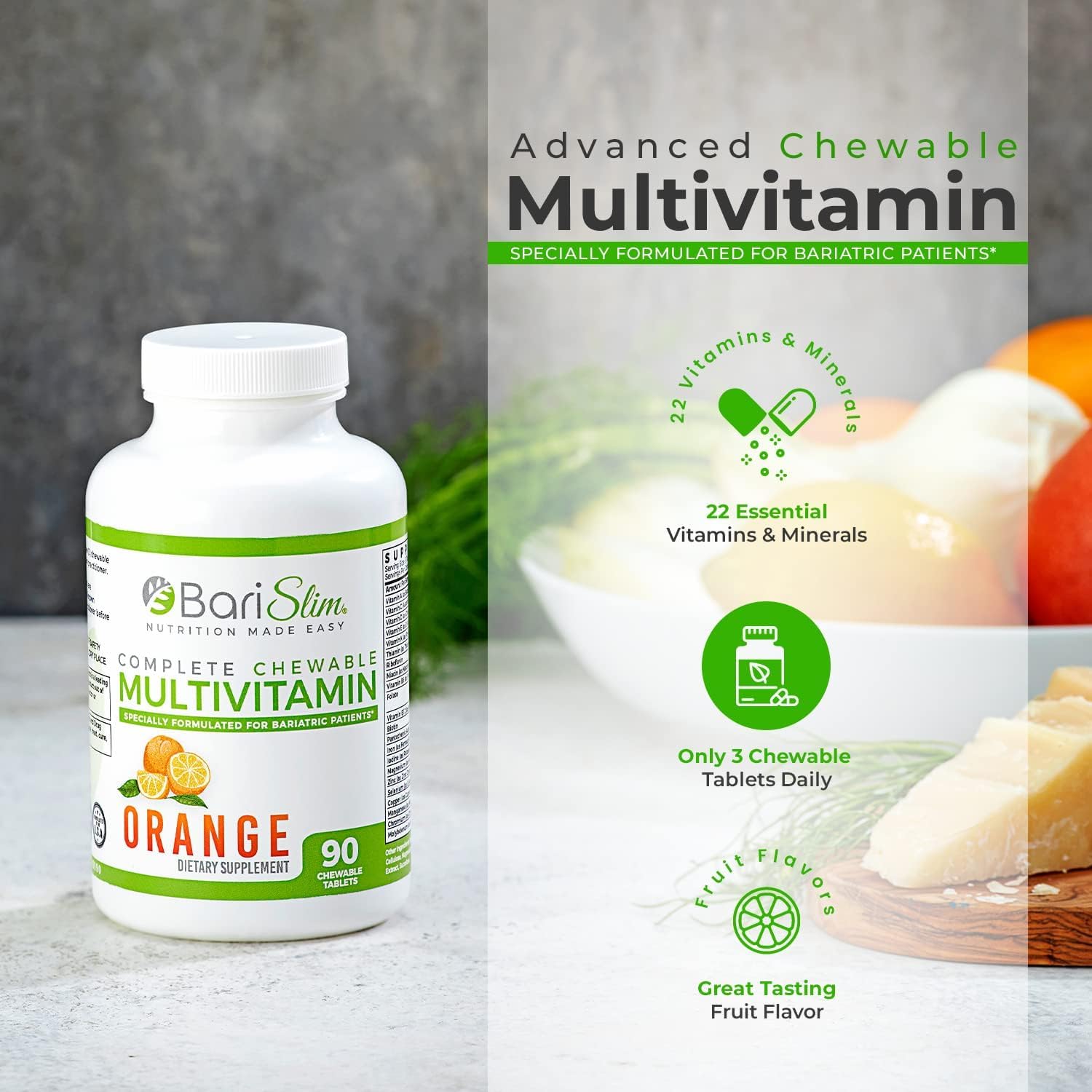 BariSlim Bariatric Calcium Citrate & Chewable Multivitamin - Post Surgery Supplement for Gastric Bypass & Sleeve