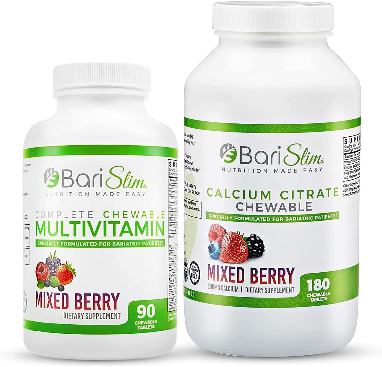 BariSlim Bariatric Calcium Citrate & Multivitamin Chewables - Essential Post-Surgery Supplement for Gastric Bypass and Sleeve