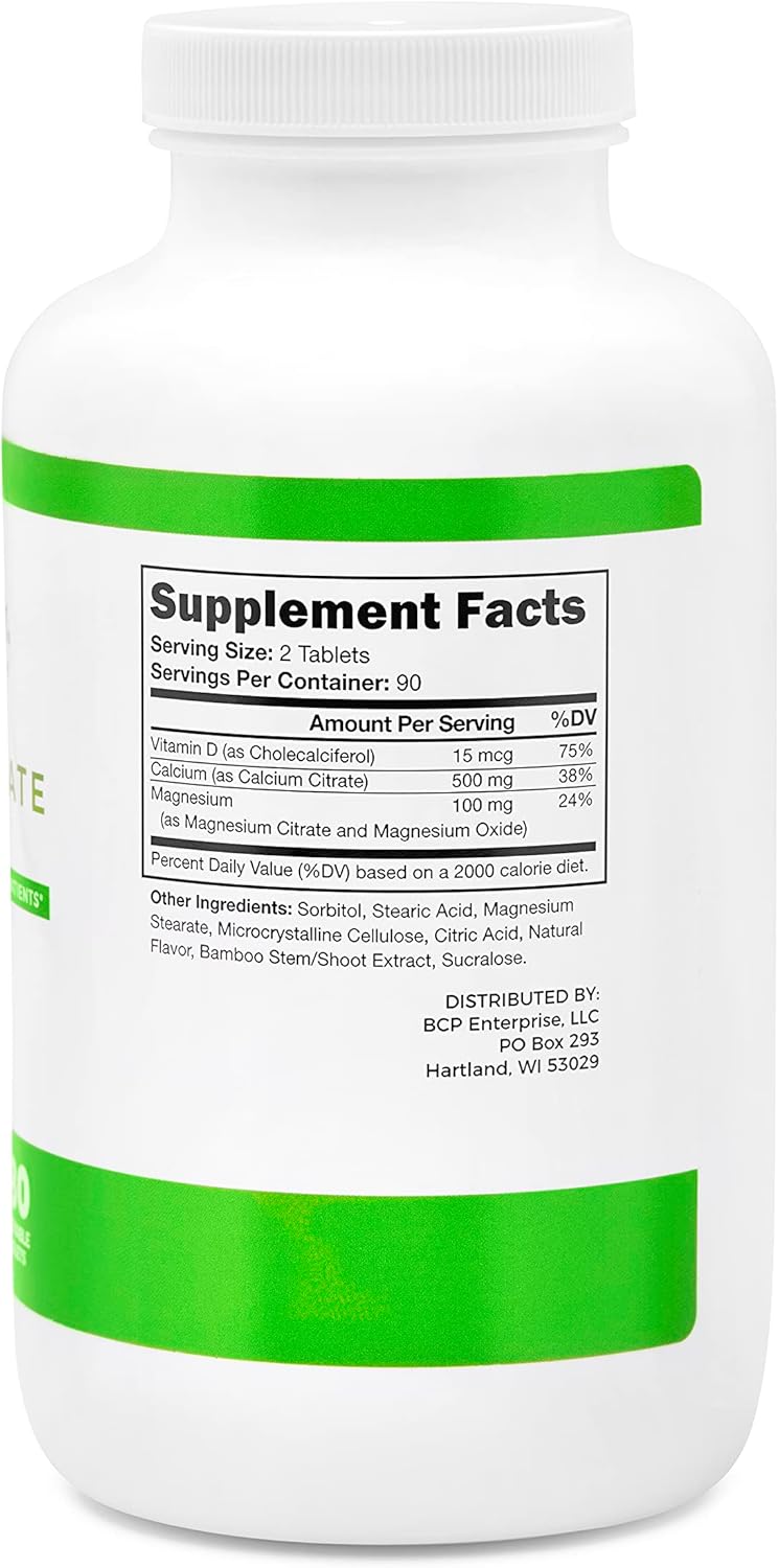 BariSlim Bariatric Calcium Citrate Tabs - 500mg - Post Slimming Formula Surgery - Bone Health - Cherry Flavor