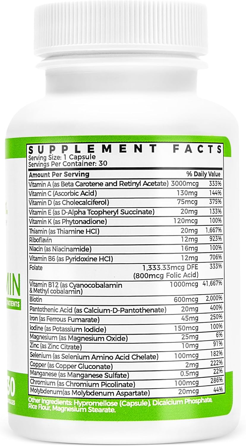 BariSlim Bariatric Multivitamin Capsule with Iron - Post-Surgery Supplement for Gastric Bypass & Sleeve - 30-Day Supply