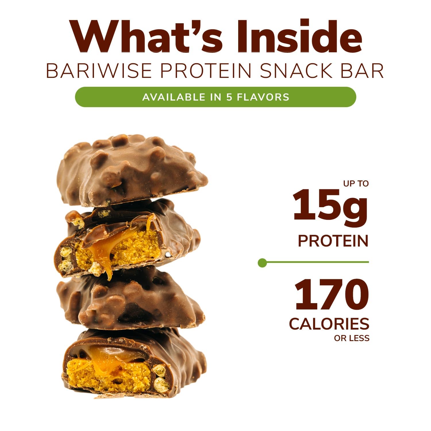 BariWise Caramel Crunch Protein Bar - 170 Calories, 15g Protein, Gluten Free (7ct)