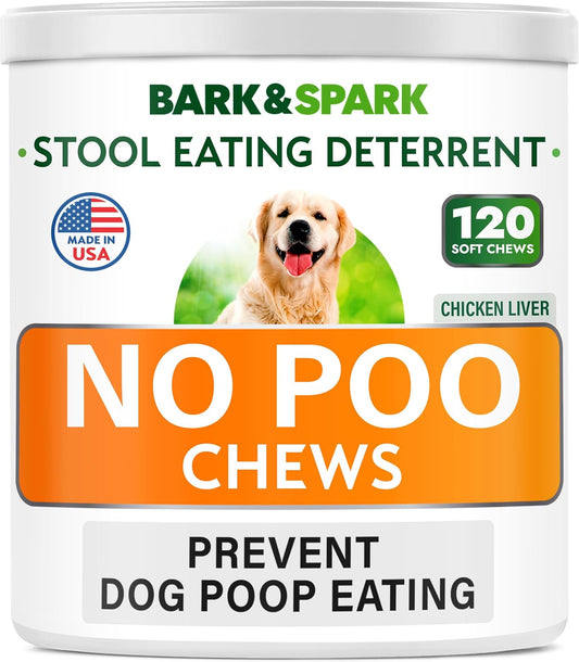 BARK&SPARK Coprophagia Treatment Soft Chews with Probiotics & Enzymes for Digestive Health - 120 Count - USA Made