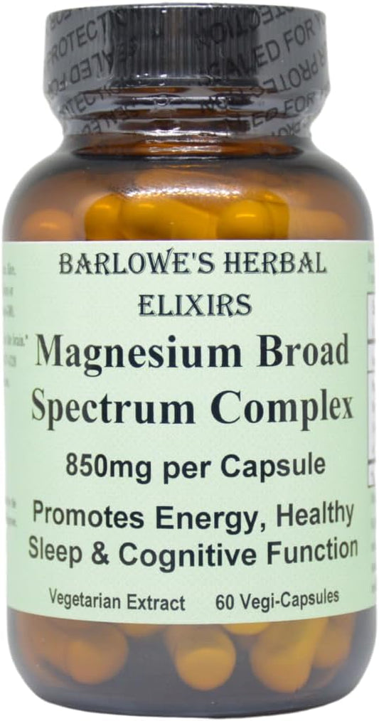 Barlowe's Herbal Elixirs Magnesium Complex | 850mg Capsules | Magnesium Taurate & Glycinate | Vegan Friendly | Additive-Free