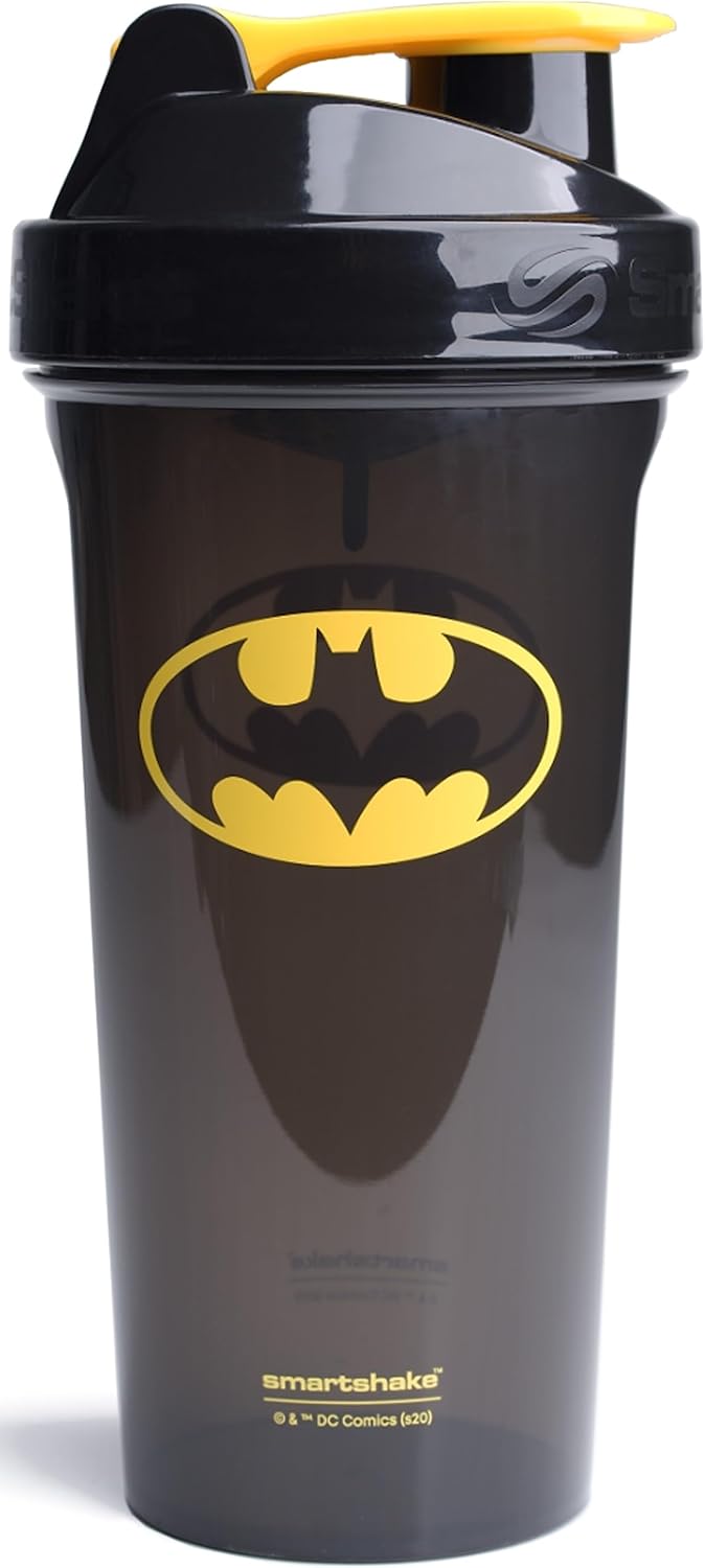 Batman Smartshake Lite Justice League Protein Shaker Bottle 800ml – Official DC Comics Gym Bottle for Protein Shakes - BPA Free & Leakproof