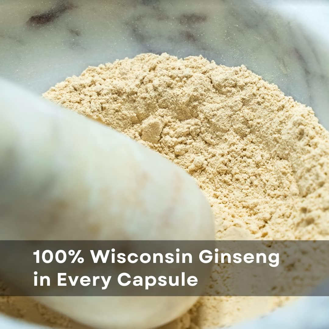 Baumann Wisconsin Ginseng Capsules - 130 Pills, 400mg Pure American Ginseng Root Extract - Natural Panax Ginseng Supplement for Immune Support, Focus, Energy - USA Estd 1978