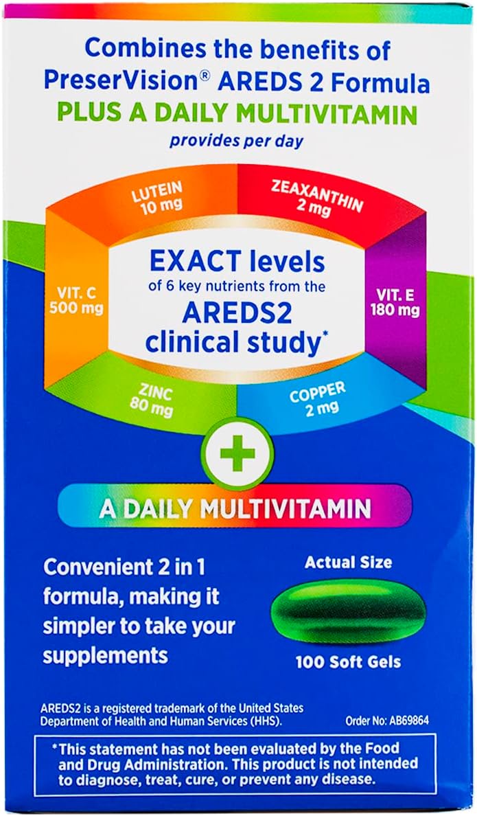 Bausch + Lomb PreserVision Eye Vitamin Mineral Soft Gels - Pack of 200
