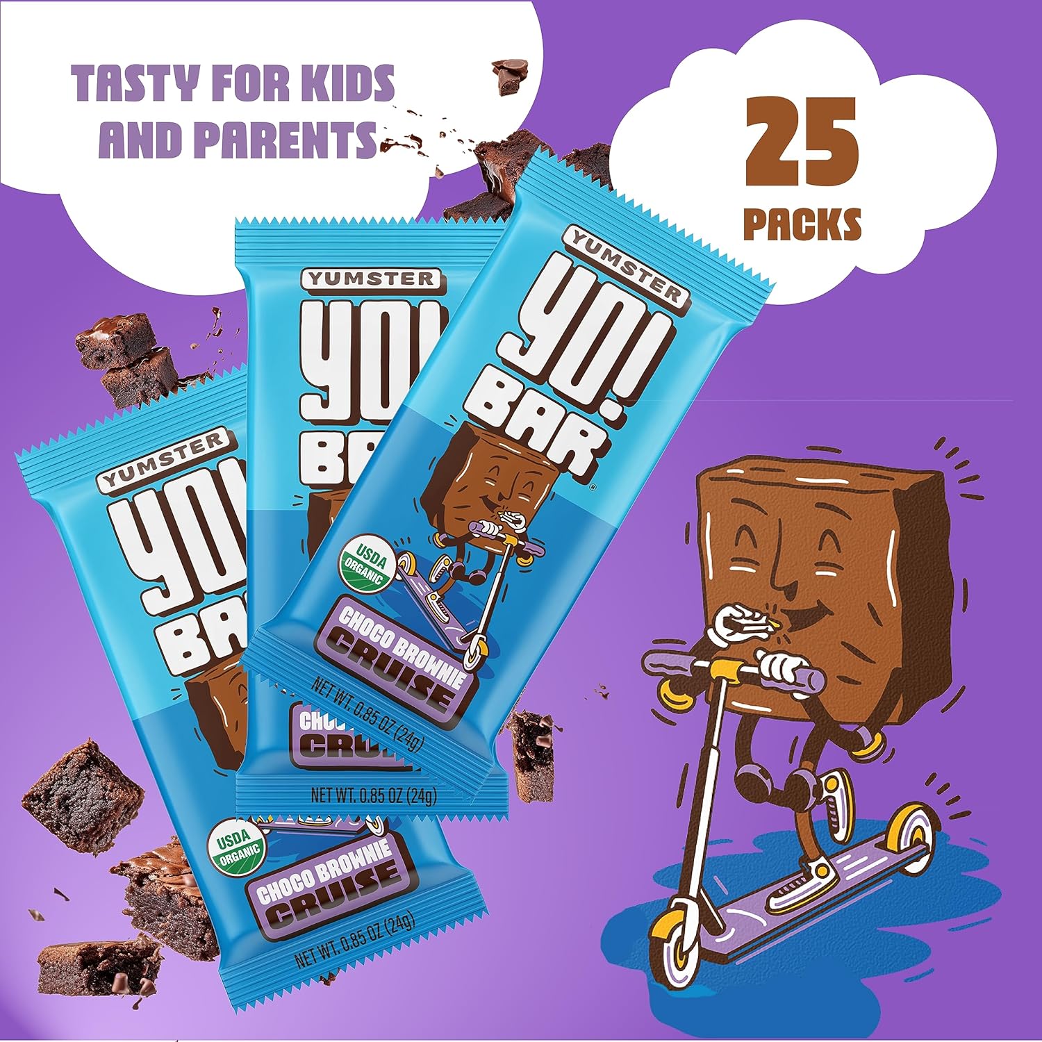 Bearded Brothers Yo! Bar - Vegan Organic Kids Chocolate Bars (25 Bars) | Gluten-Free, Paleo, Whole 30 | Soy-Free, Non-GMO, Low Glycemic, No Sugar Added