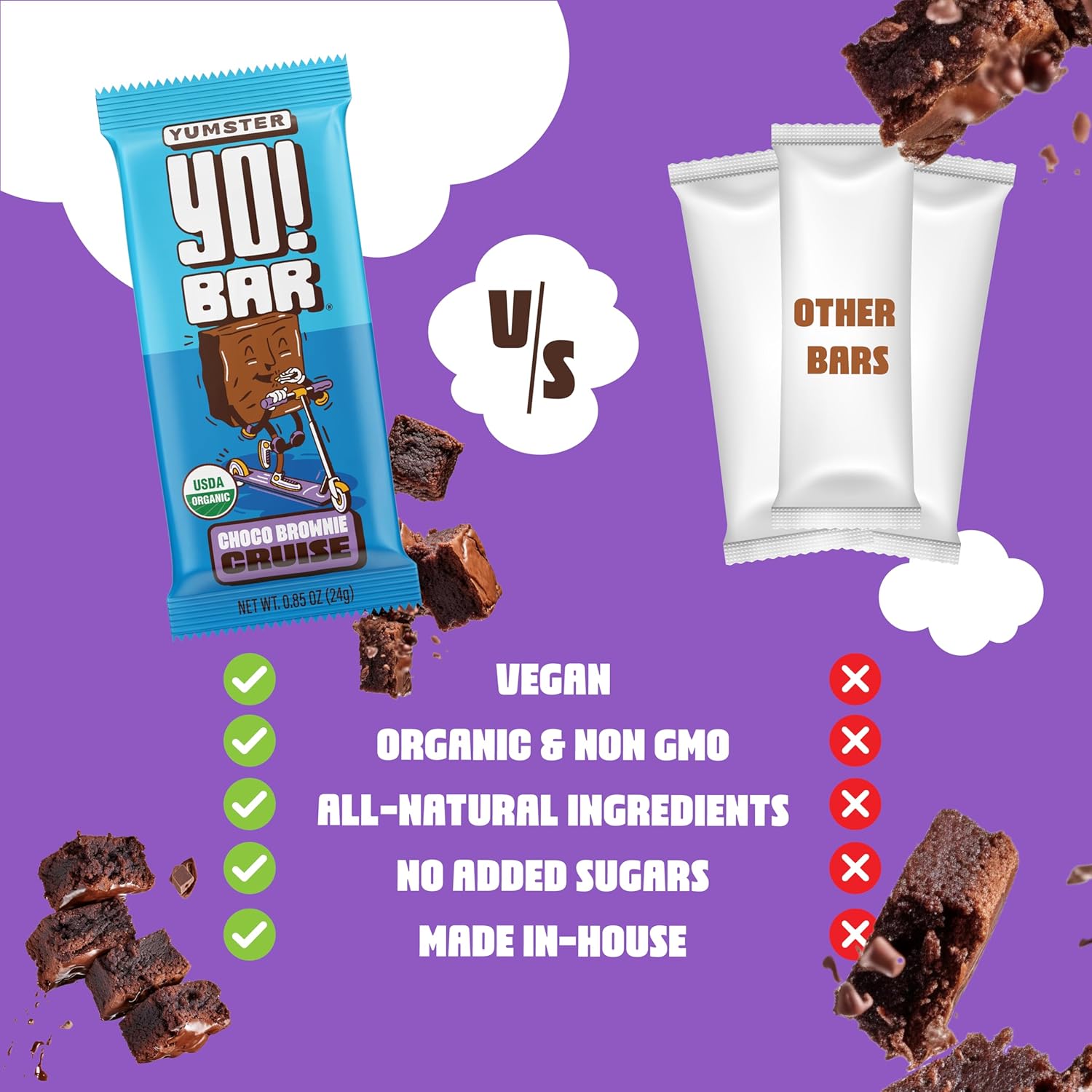 Bearded Brothers Yo! Bar - Vegan Organic Kids Chocolate Bars (25 Bars) | Gluten-Free, Paleo, Whole 30 | Soy-Free, Non-GMO, Low Glycemic, No Sugar Added