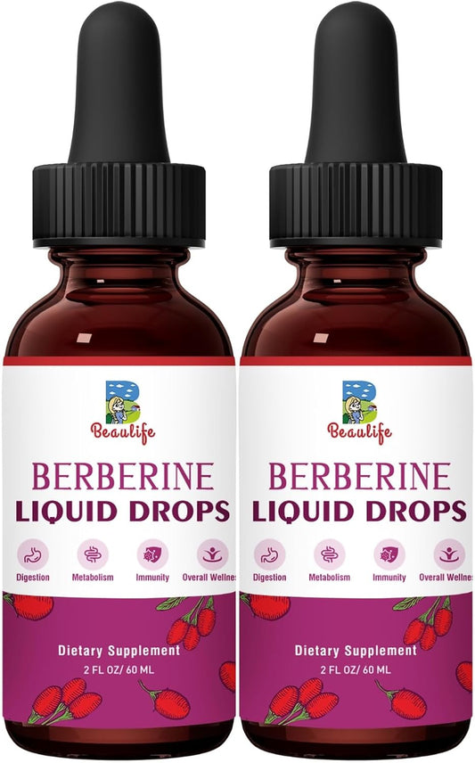 Beaulife Berberine HCL Liquid Drops (2 Pack) with Turmeric, Goldenseal, Artichoke, Ceylon Cinnamon - Veggie Supplement for Immune, Digestion, Heart Health