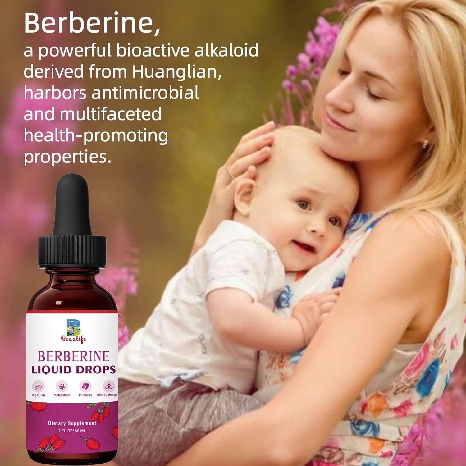 Beaulife Berberine HCL Liquid Drops (2 Pack) with Turmeric, Goldenseal, Artichoke, Ceylon Cinnamon - Veggie Supplement for Immune, Digestion, Heart Health