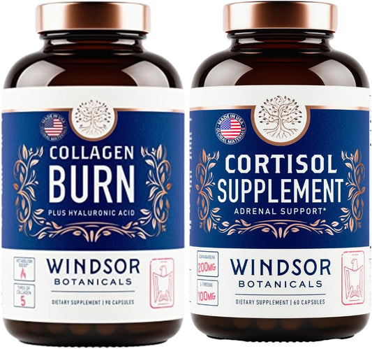Beauty and Mood Support Bundle with WINDSOR BOTANICALS Cortisol Blocker and Multi Collagen Burn
