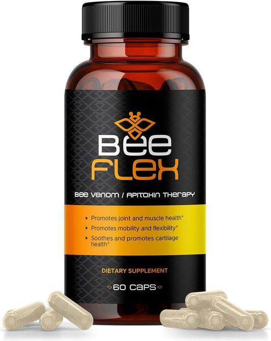 Bee Flex Joint Support Supplements with Glucosamine & Turmeric for Enhanced Mobility and Comfort - Natural Cartilage Support - 60 Capsules