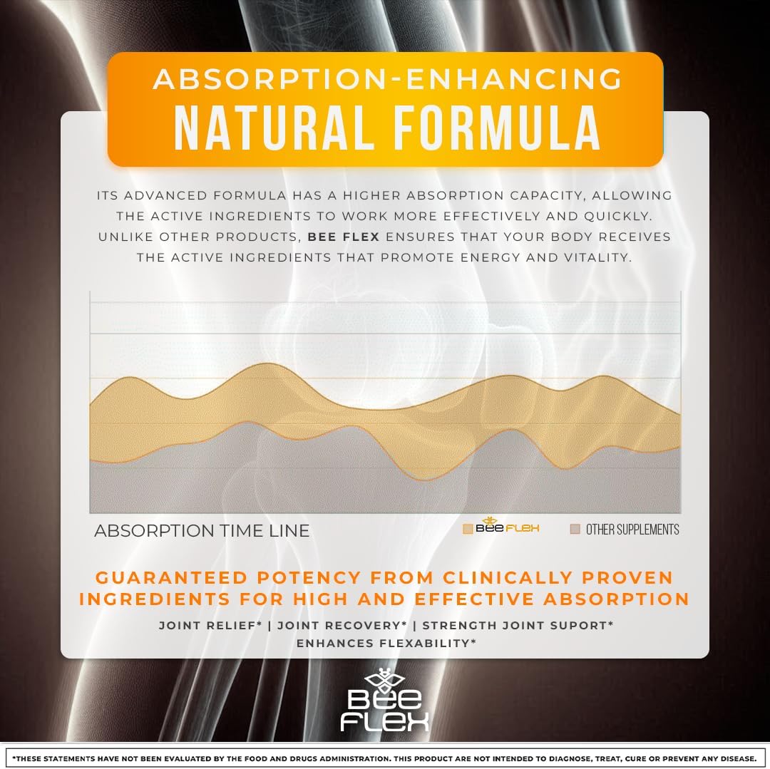 Bee Flex Joint Support with Glucosamine, Turmeric, and Natural Cartilage Complex - 60 Capsules for Joint & Muscle Health, Mobility, and Comfort