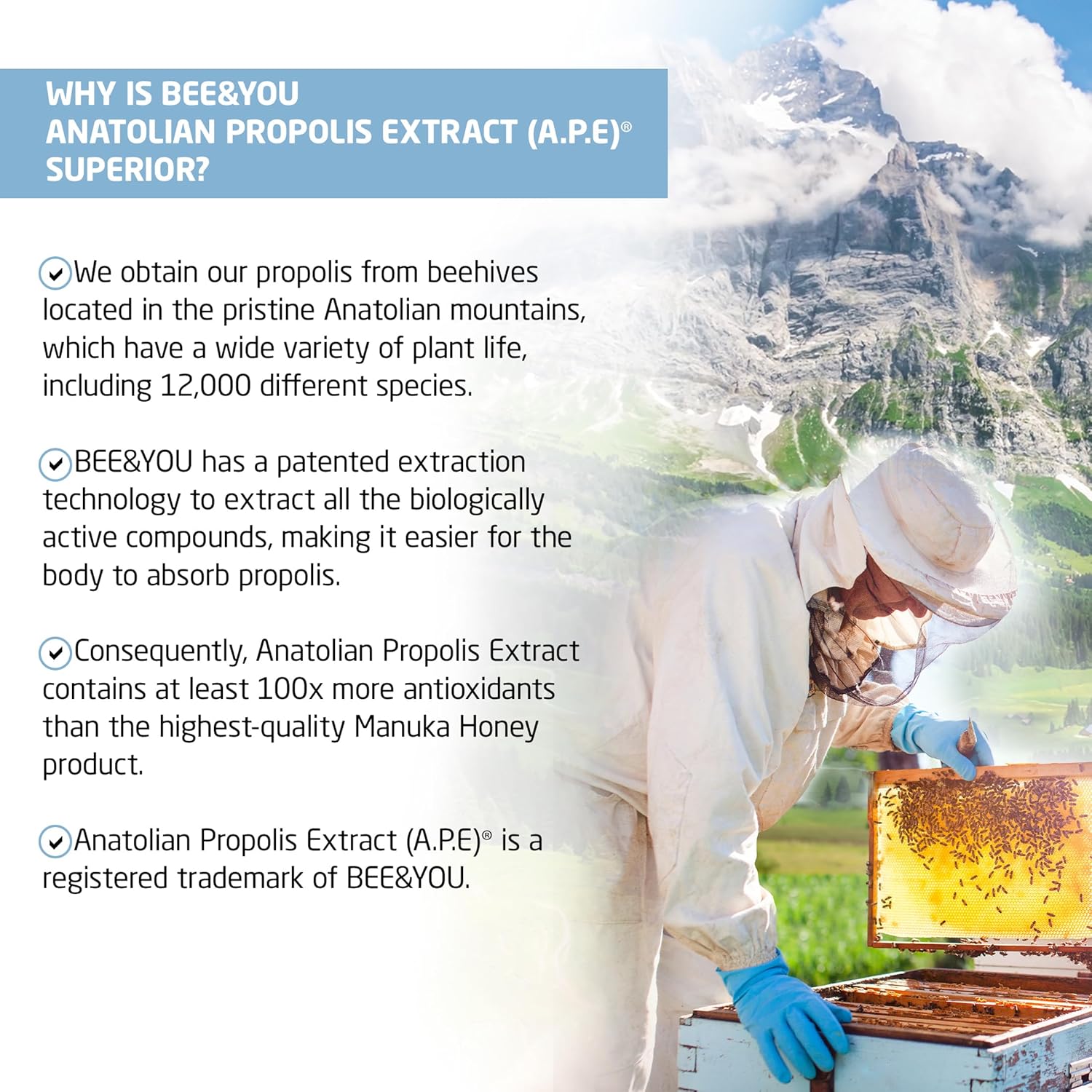 BEE & YOU Propolis Liquid Extract Drops - 50% Pure Propolis for Immune Support, Sore Throat Relief - Antioxidants - Keto/Paleo Friendly - 1 Fl Oz