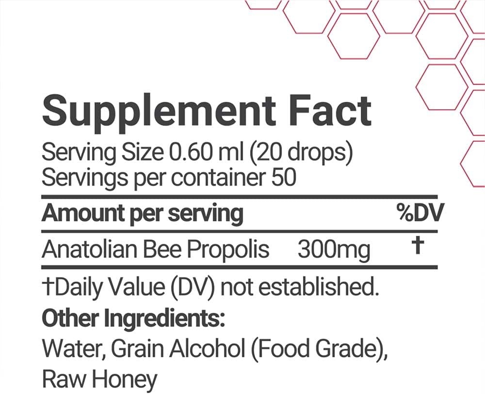 BEE & YOU Propolis Liquid Extract Drops - 50% Pure Propolis for Immune Support, Sore Throat Relief - Antioxidants - Keto/Paleo Friendly - 1 Fl Oz