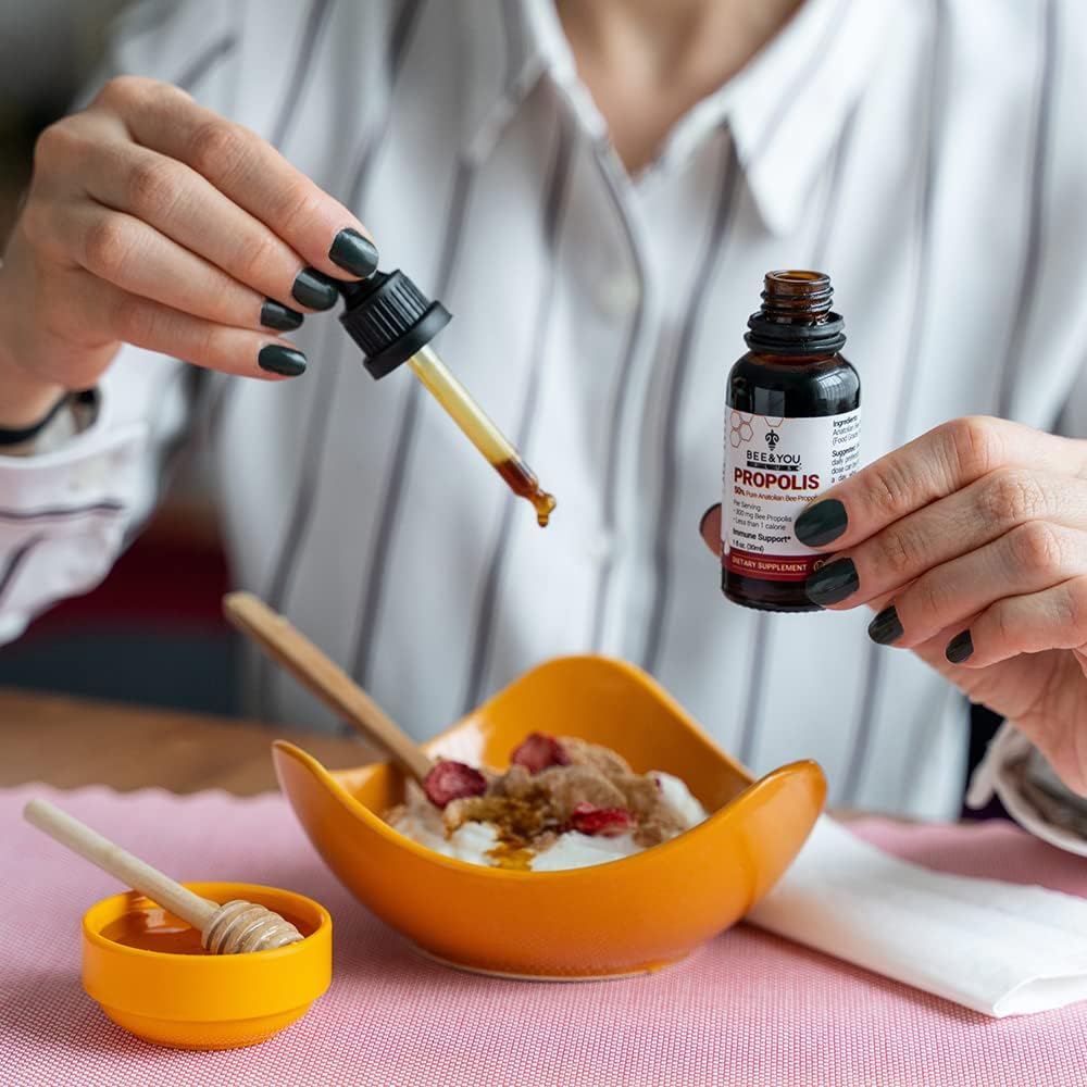 BEE & YOU Propolis Liquid Extract Drops - 50% Pure Propolis for Immune Support, Sore Throat Relief - Antioxidants - Keto/Paleo Friendly - 1 Fl Oz