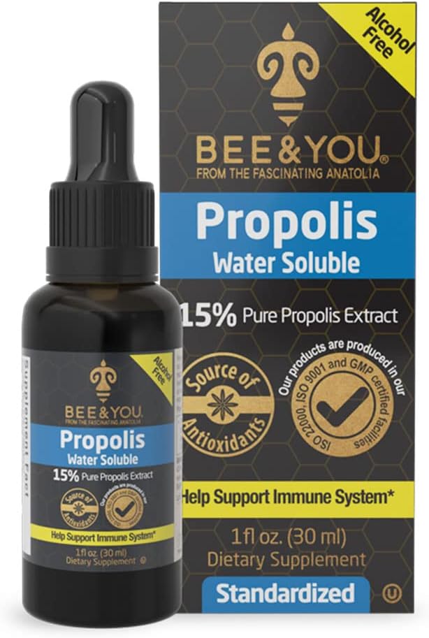 BEE & YOU Pure Propolis Extract Drops - Immune Support Supplement, Antioxidants, Natural Detox - 1 Fl Oz