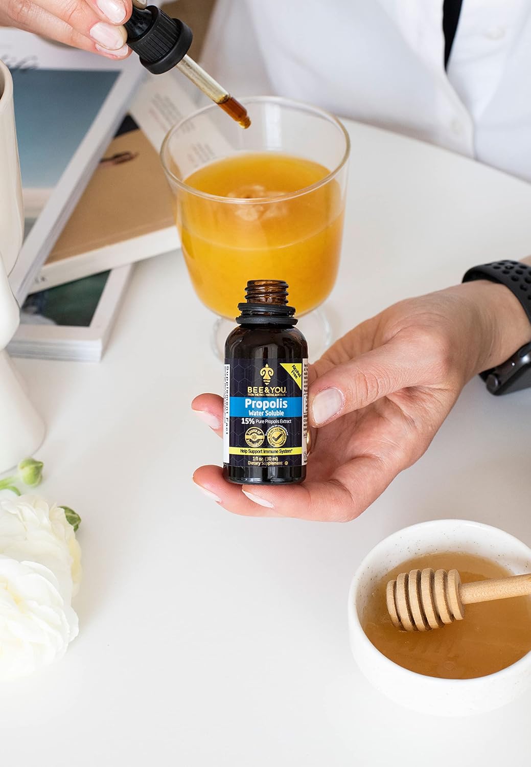 BEE & YOU Pure Propolis Extract Drops - Immune Support Supplement, Antioxidants, Natural Detox - 1 Fl Oz