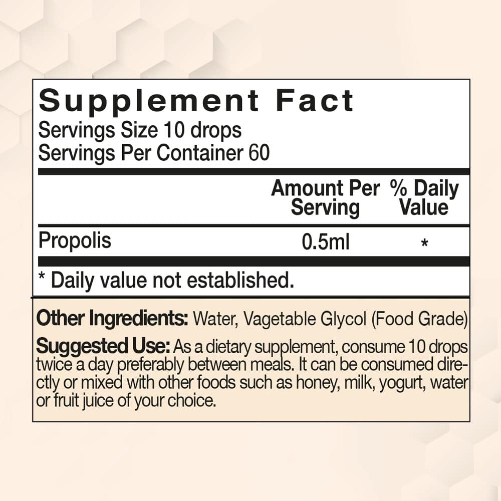 BEE & YOU Pure Propolis Extract Drops - Immune Support Supplement, Antioxidants, Natural Detox - 1 Fl Oz