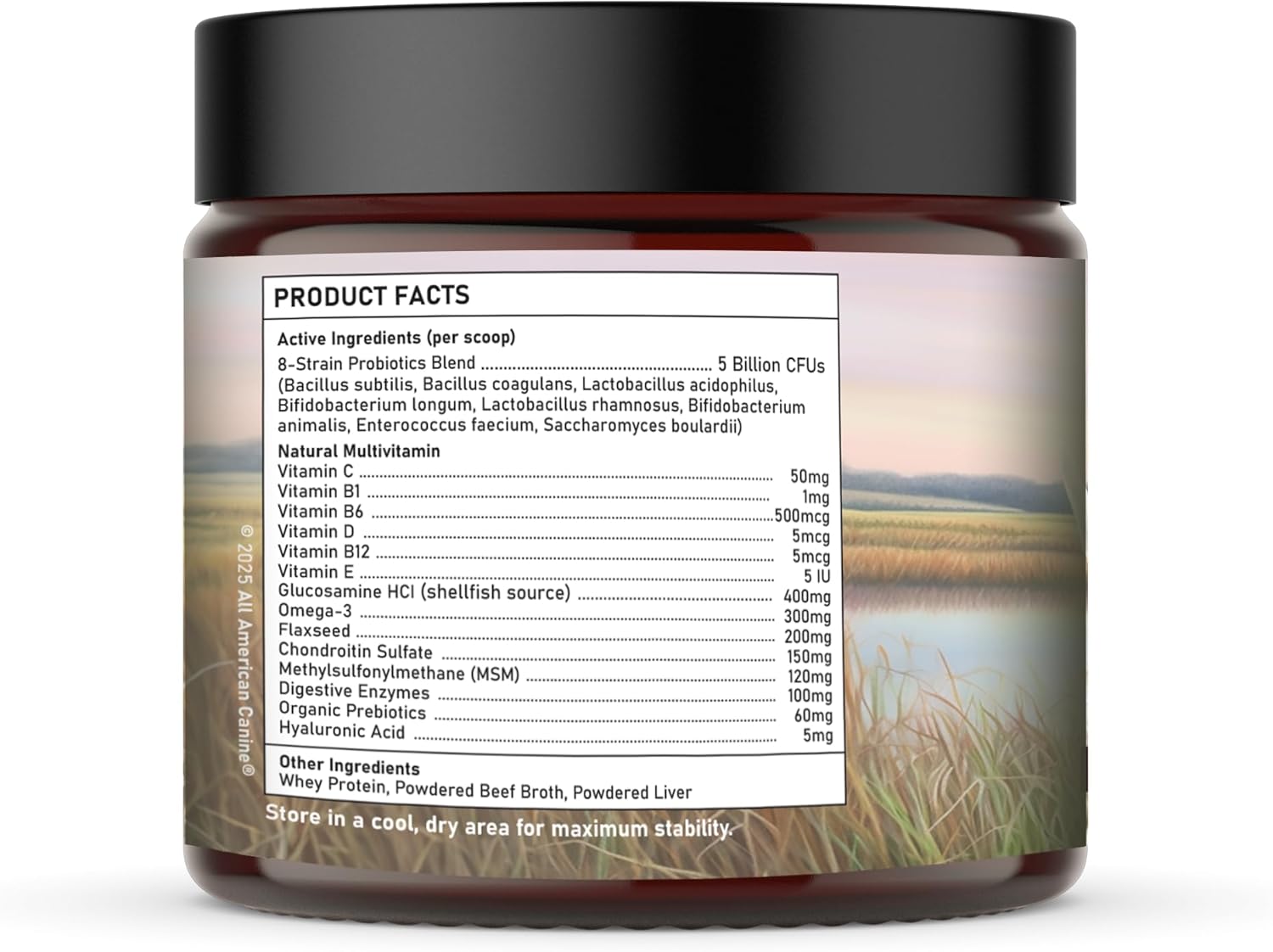 Beef Flavored Canine Multivitamin Powder with Glucosamine, Chondroitin, Probiotics, and Digestive Enzymes - 90 Servings for Joint, Immune, Skin & Coat Health