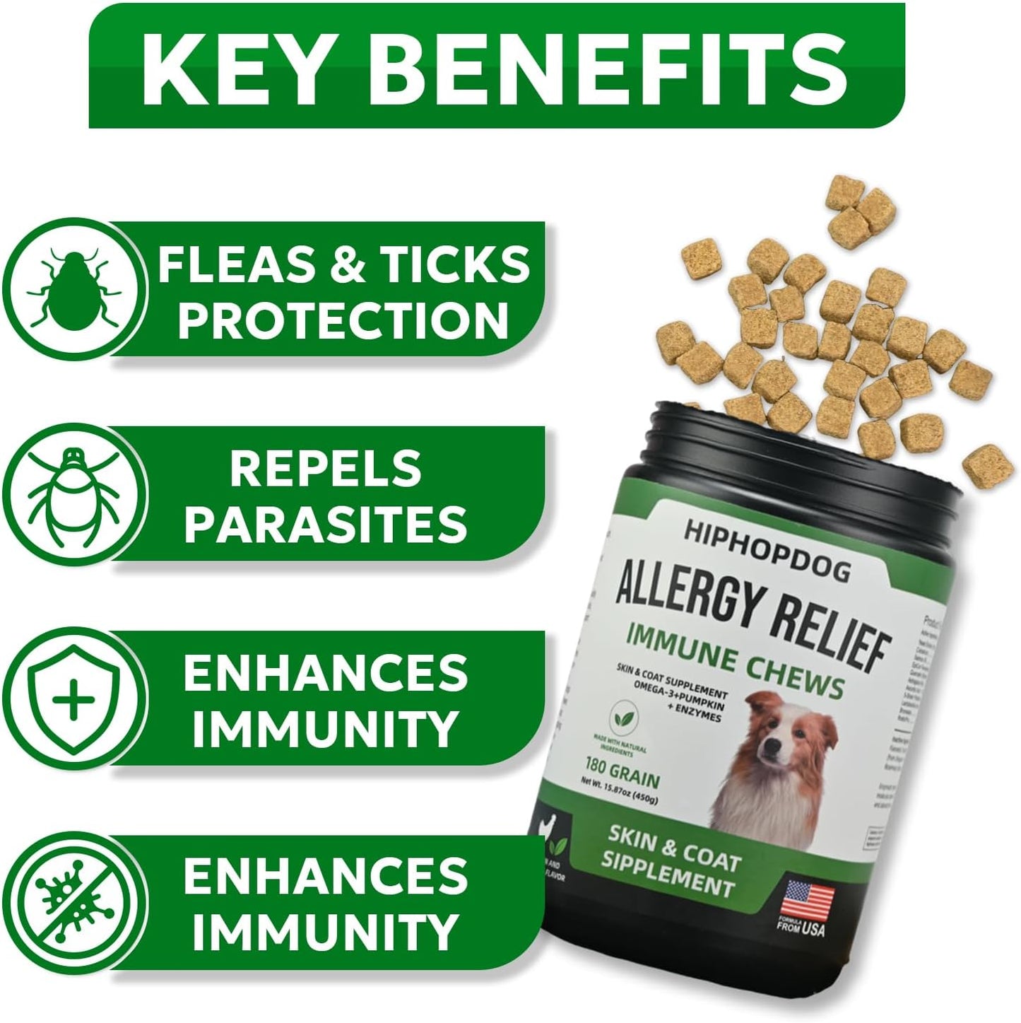 Beef Flavored Dog Multivitamin Supplement with Glucosamine, Probiotics, Omega Fish Oil - 180 ct