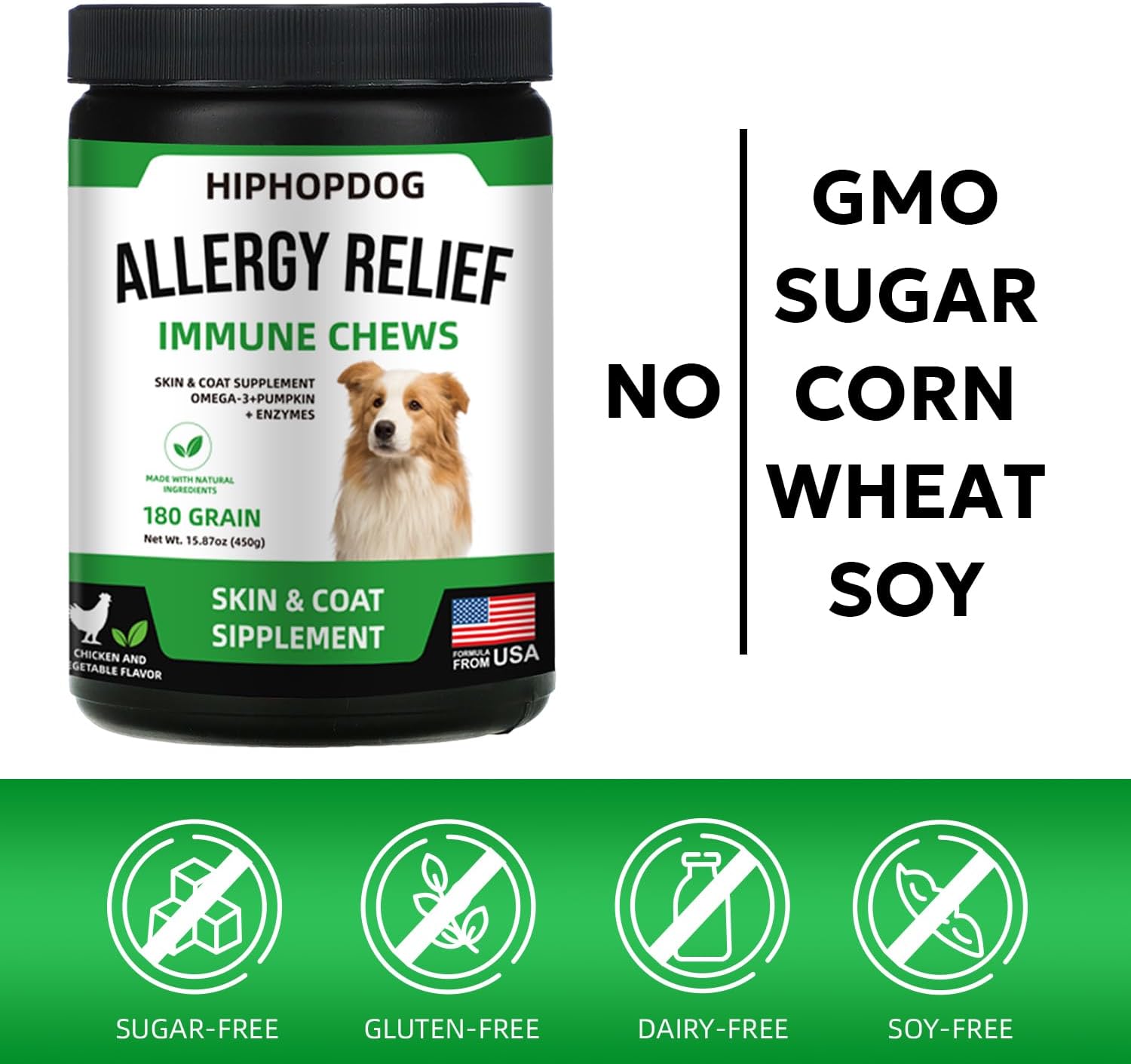 Beef Flavored Dog Multivitamin Supplement with Glucosamine, Probiotics, Omega Fish Oil - 180 ct