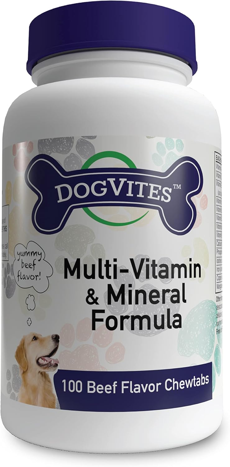 Beef Flavored Dog Vitamins - 100 Chewable Tablets for Canine Health by Health Thru Nutrition