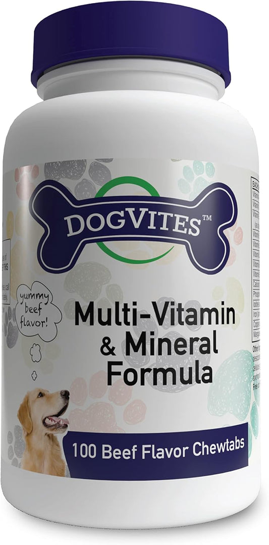 Beef Flavored Dog Vitamins - 100 Chewable Tablets for Canine Health by Health Thru Nutrition