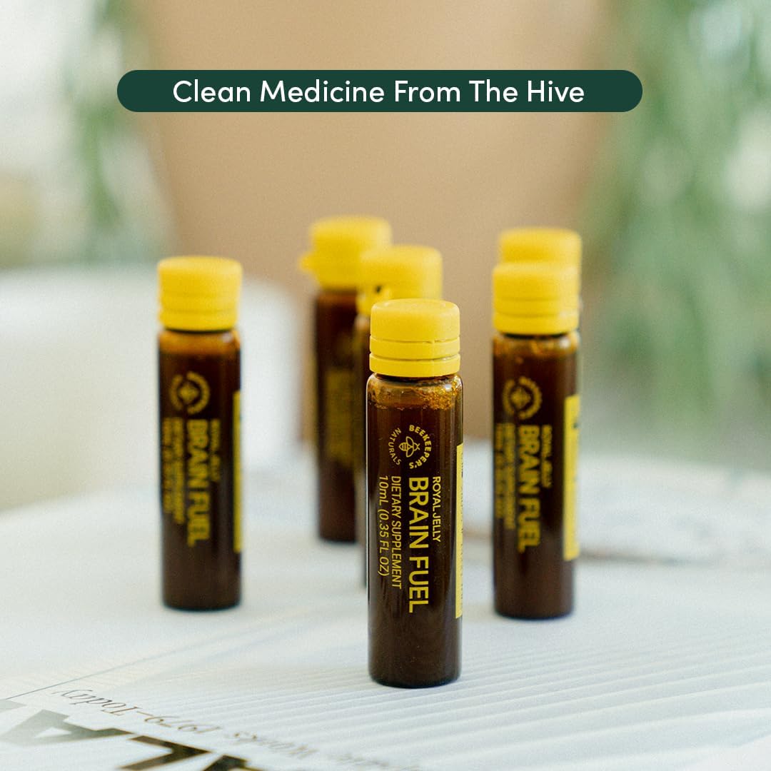 BEEKEEPER'S NATURALS B.LXR Brain Fuel Liquid Formula - Memory, Focus, and Clarity Support with Royal Jelly, Ginkgo Biloba, Bacopa Monnieri - Keto Friendly and Caffeine-Free (6 ct) - BoostGo Australia