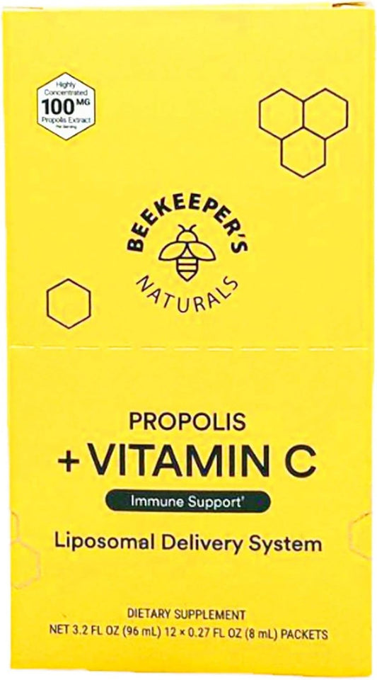 BEEKEEPERS NATURALS Liposomal Propolis with Vitamin C - 12 Count, 0.27 Fluid Ounces