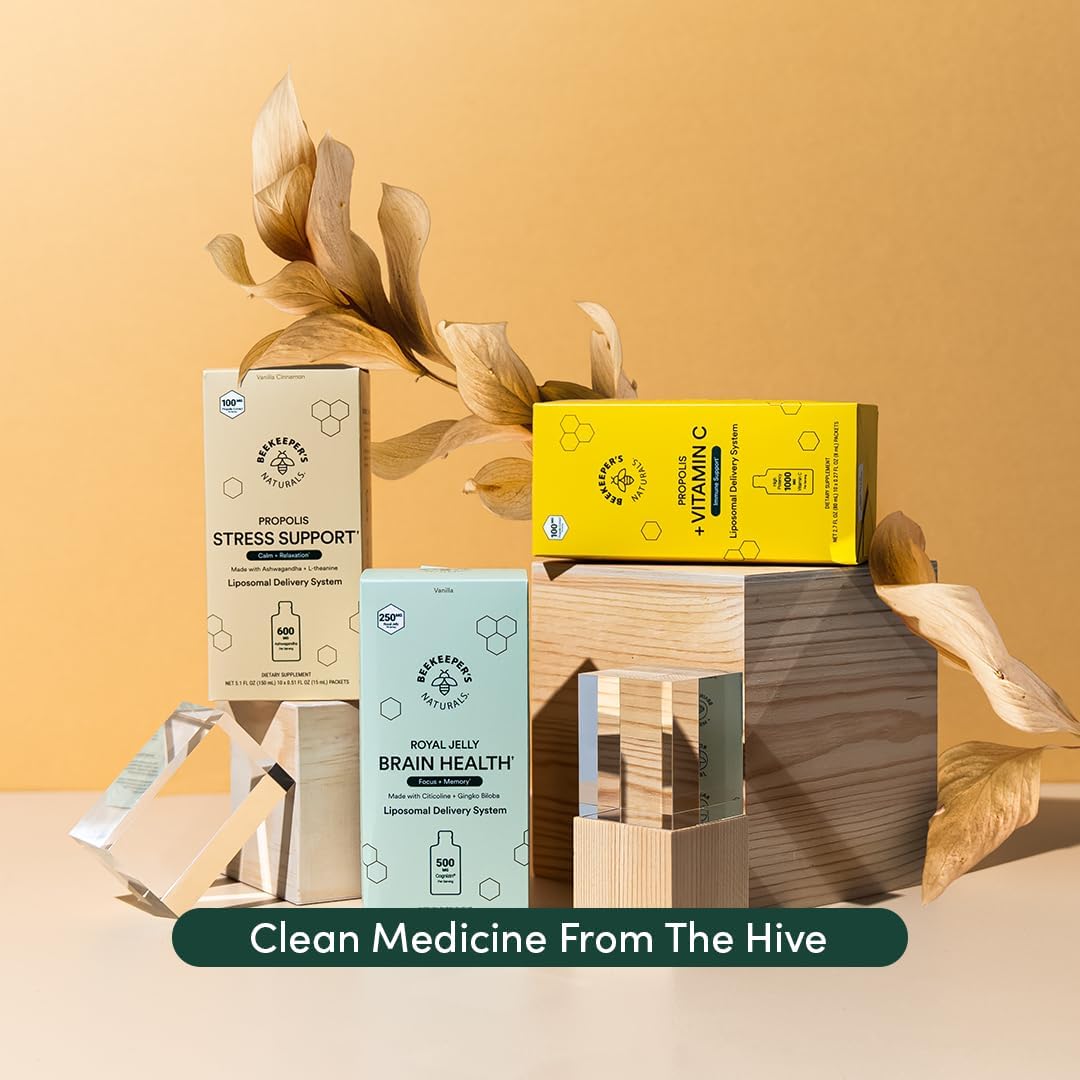 Beekeeper's Naturals Nootropic Brain Supplement with Citicoline, Ginkgo Biloba, Bacopa Monnieri, Royal Jelly - Boosts Focus & Memory, Vanilla Flavor, 30ct