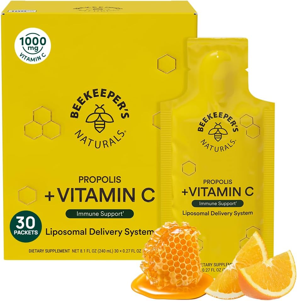 Beekeeper's Naturals Propolis Liposomal with Vitamin C for Enhanced Immune Support, 30 Ct