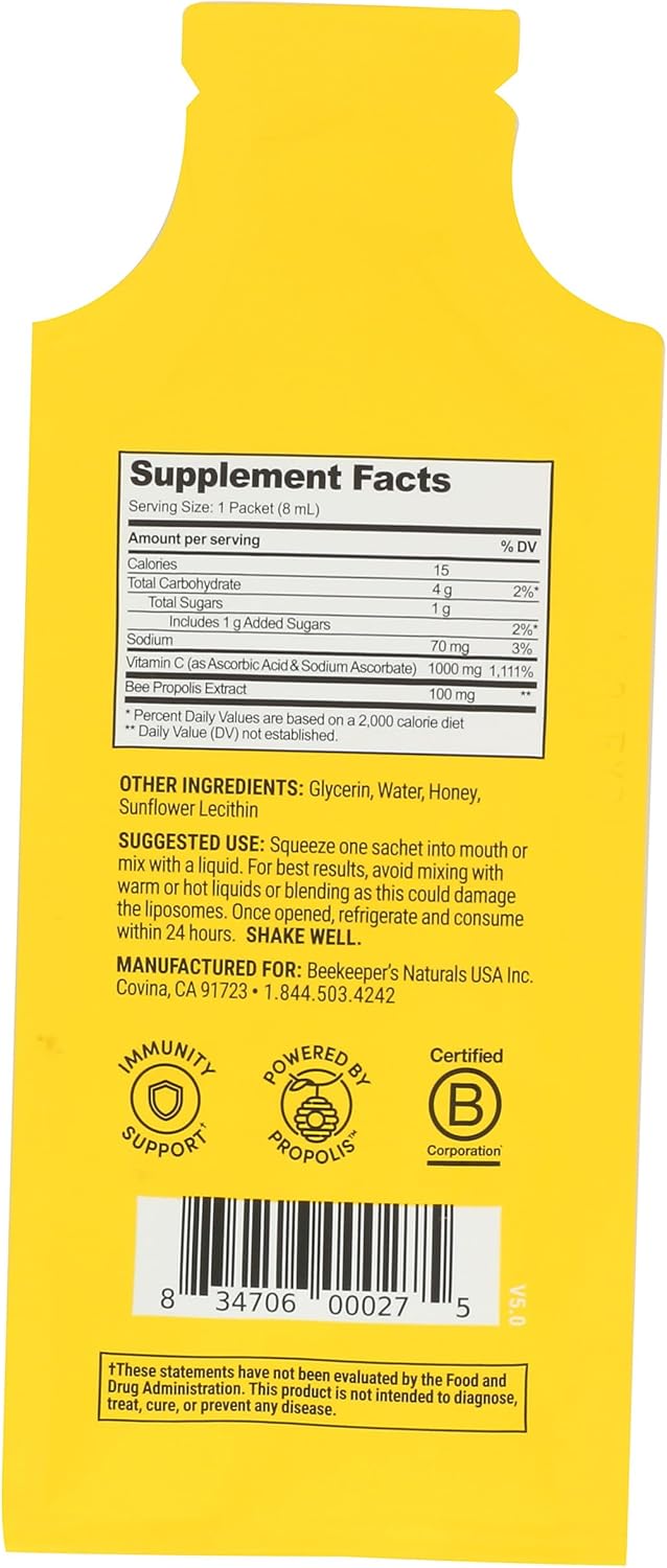 Beekeeper's Naturals Propolis Liposomal with Vitamin C 0.27 oz - Single Pack
