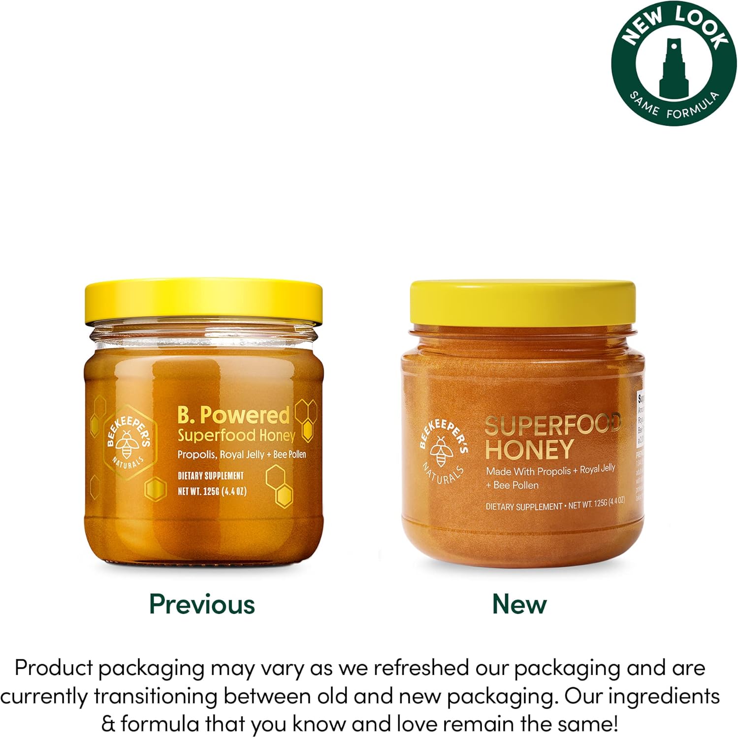Beekeeper's Naturals Superfood Honey with Bee Pollen, Royal Jelly, Propolis - Boost Energy, Immunity, Mental Focus, Performance - 4.4 oz