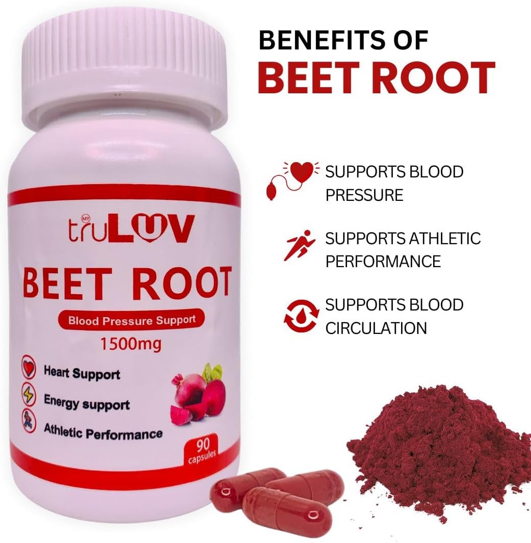 Beet Root Capsules 1500mg - 90 Count, Promotes Overall Health and Wellness