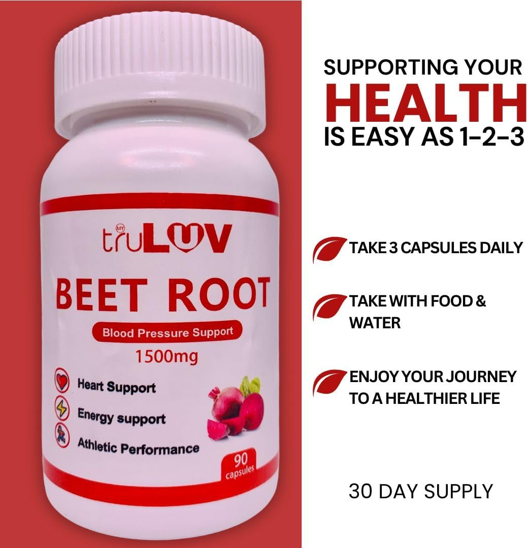 Beet Root Capsules 1500mg - 90 Count, Promotes Overall Health and Wellness