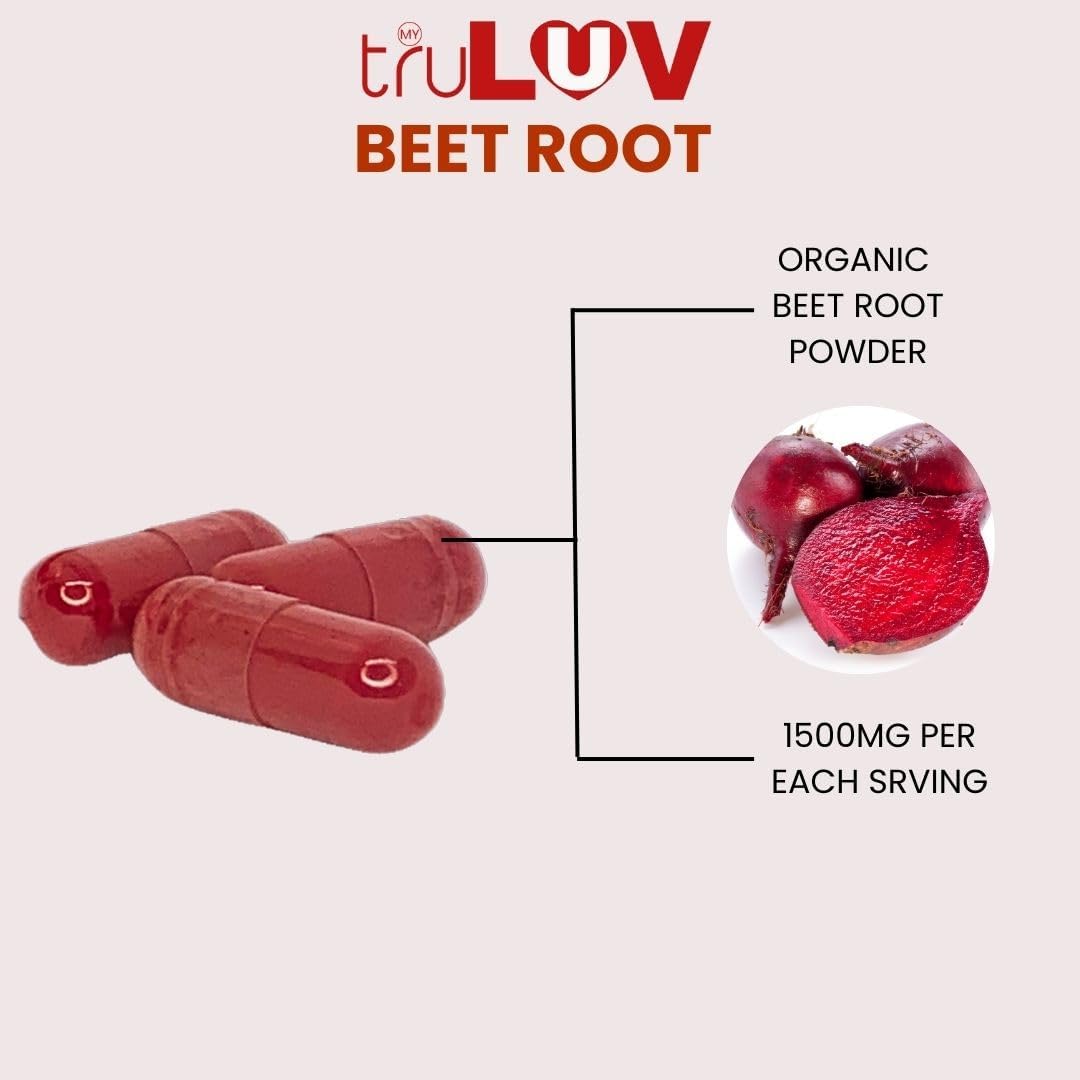Beet Root Capsules 1500mg - 90 Count, Promotes Overall Health and Wellness