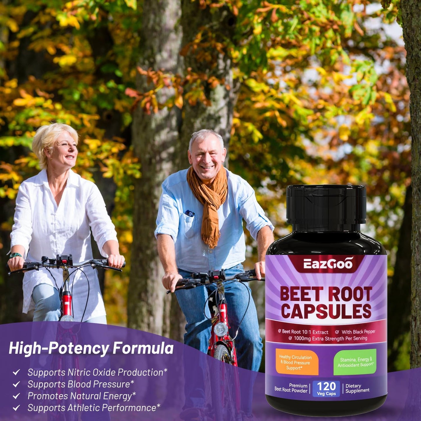 Beet Root Capsules with Black Pepper Extract - 1000mg Per Serving, Supports Nitric Oxide Production & Blood Pressure - 120 Vegan Capsules