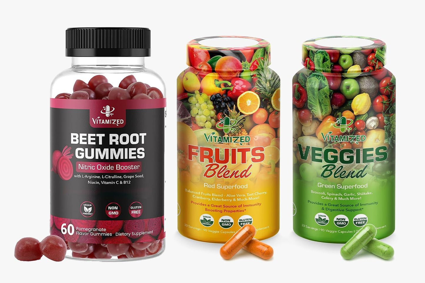 Beet Root Gummies & Fruits/Veggies Supplement for Blissful Wellness Fusion with Added Vitamins