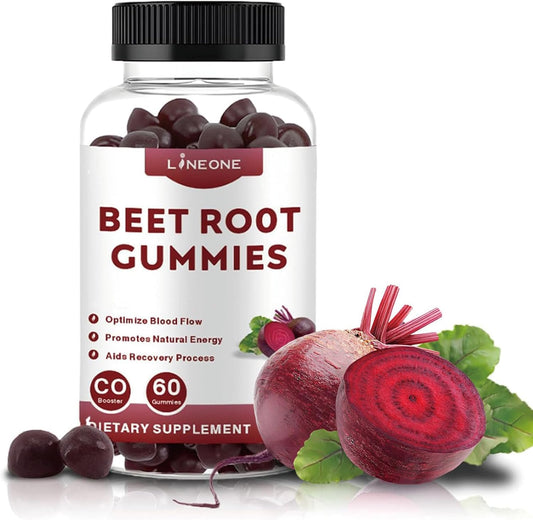 Beet Root Gummies with Nitric Oxide - Berry Flavor, 1000mg, Grape Seed, B12 - 60 Count