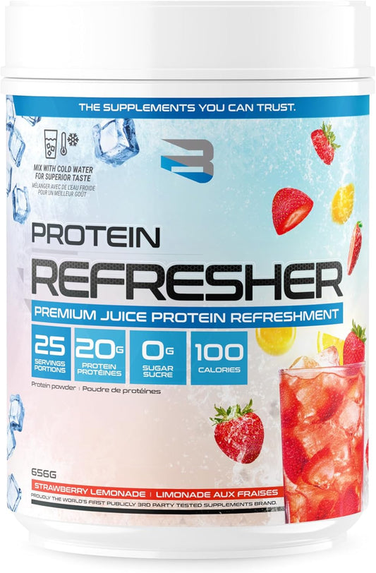 Believe Supplements Protein Refresher: Juice-Type Whey Protein Powder for Fitness - 25 Servings Strawberry Lemonade Flavor for Gym and Bodybuilding