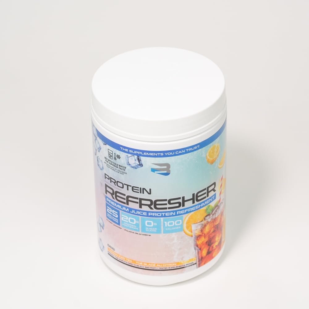 Believe Supplements Protein Refresher: Lemon Iced Tea Whey Protein Powder (25 Servings) for Fitness & Bodybuilding