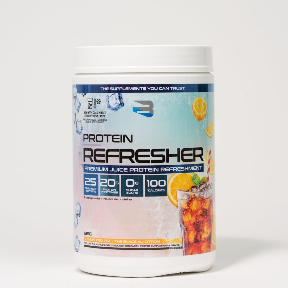 Believe Supplements Protein Refresher: Lemon Iced Tea Whey Protein Powder (25 Servings) for Fitness & Bodybuilding
