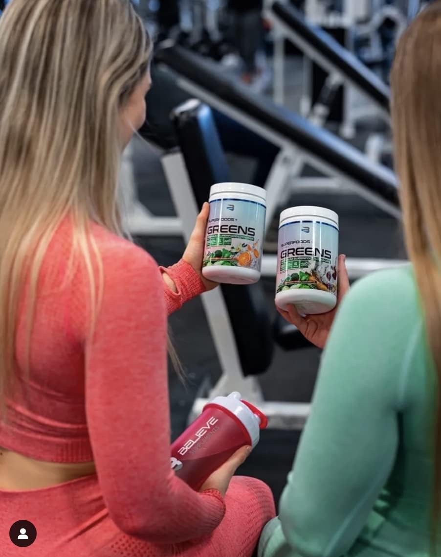 Believe Supplements Strawberry Banana Superfoods + Greens Blend - Natural Energy & Immune Support